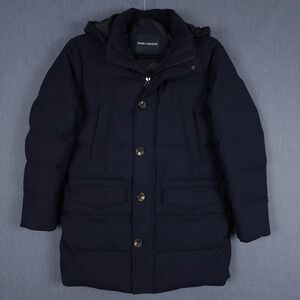 Spier & Mackay Long Parka Mens Medium Navy Blue Wool Blend Down Fill Puffer Coat